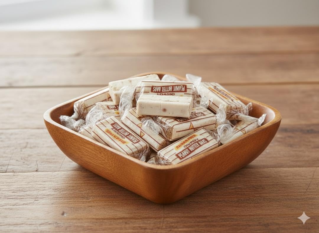 SweetGlob Individually Wrapped Original Crunchy Peanut Butter Candy (Sugar Free Peanut Butter Bar, 2 Pound)