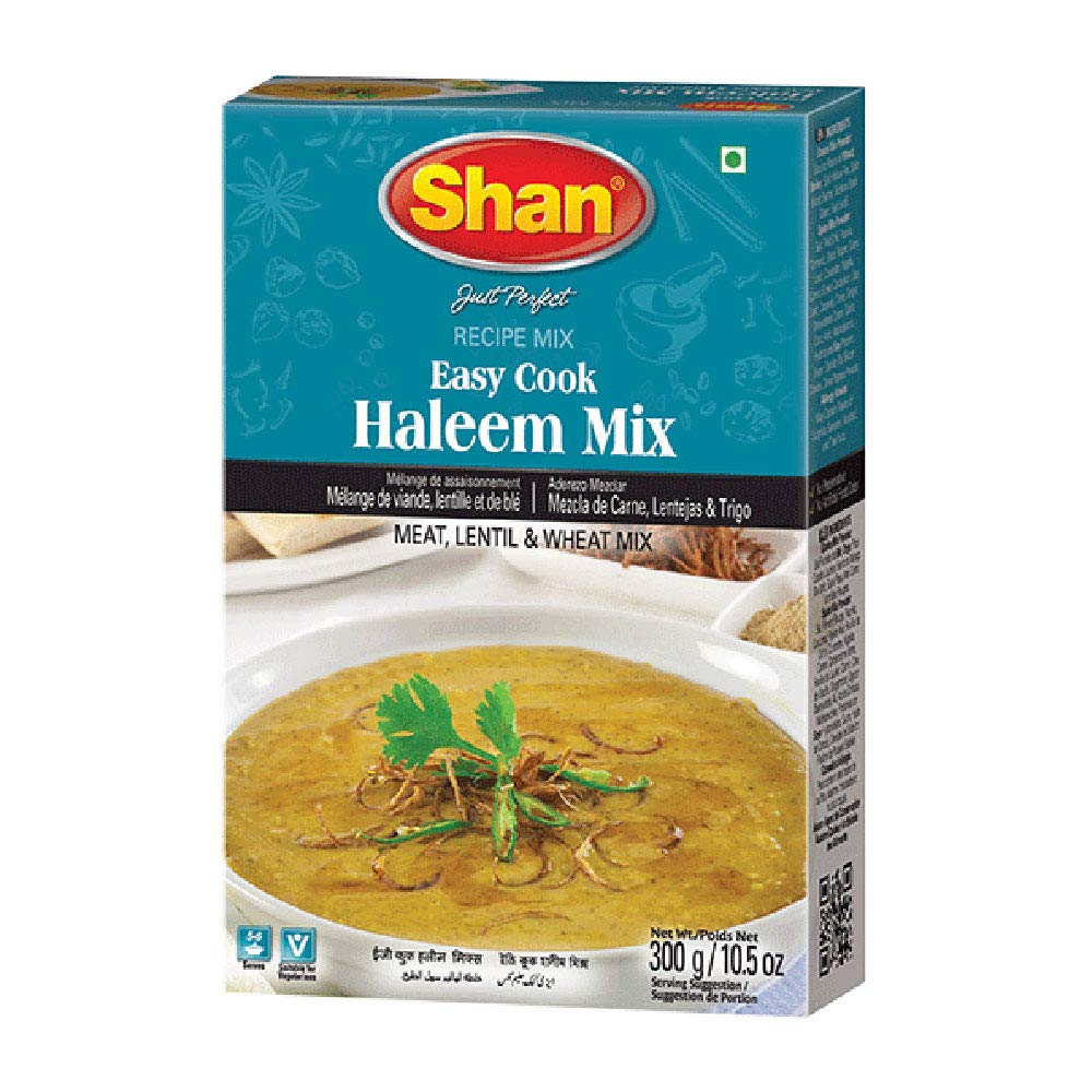 Shan Easy Cook Haleem Recipe Mix - 10.5 oz (300g) Spice Powder for Traditional Meat & Lentil Curry, Perfect for Halal Meat, Vega