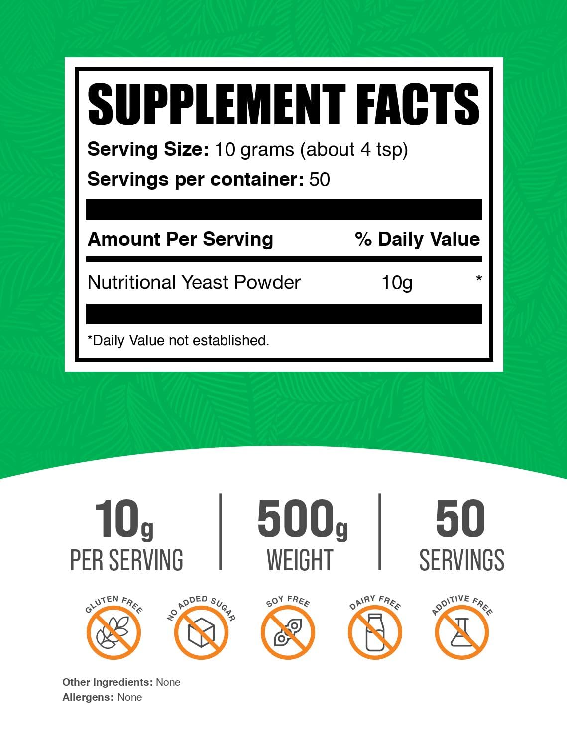 Bulkdietary products Nutritional Yeast Powder - Vegan, Gluten Free, 500g (1.1 lbs)