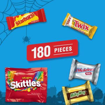 3 Musketeers, Milky Way, Twix, Starburst, & Skittles Halloween Variety Bag, 180 Pieces