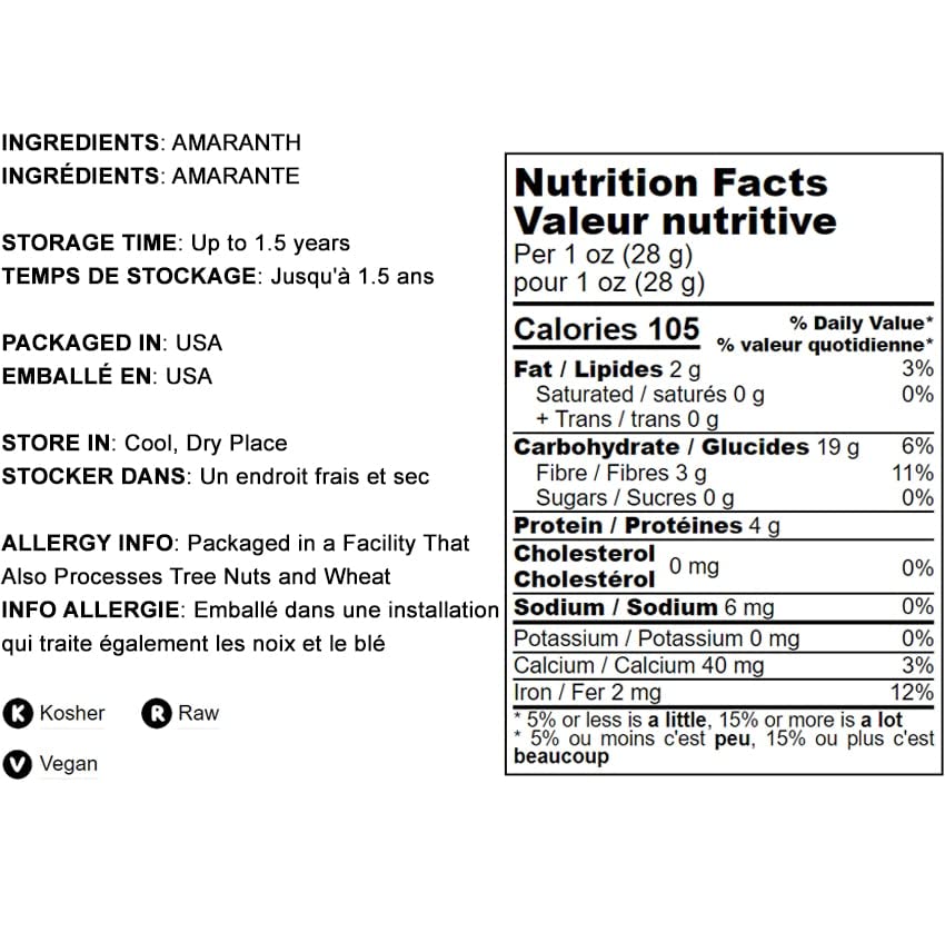 Food To Live Amaranth Flour, 4 Pounds Finely Milled Whole Grains, Vegan, Kosher, Bulk. High In Dietary Fiber And Plant-Based Pro