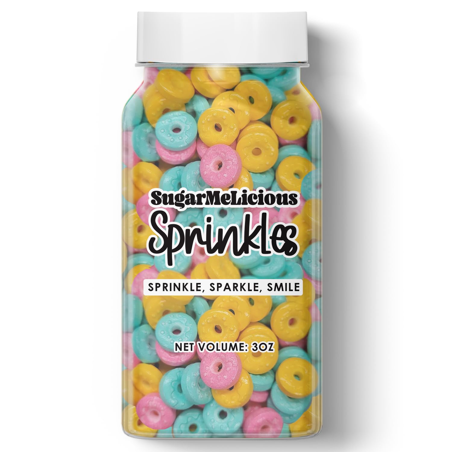 SugarMeLicious Pastel Donut Sprinkles, Candy Quin Sprinkles for Birthday Cakes, Cupcakes, Cookies & Desserts, (Donuts, 3oz)