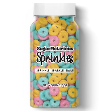 SugarMeLicious Pastel Donut Sprinkles, Candy Quin Sprinkles for Birthday Cakes, Cupcakes, Cookies & Desserts, (Donuts, 3oz)