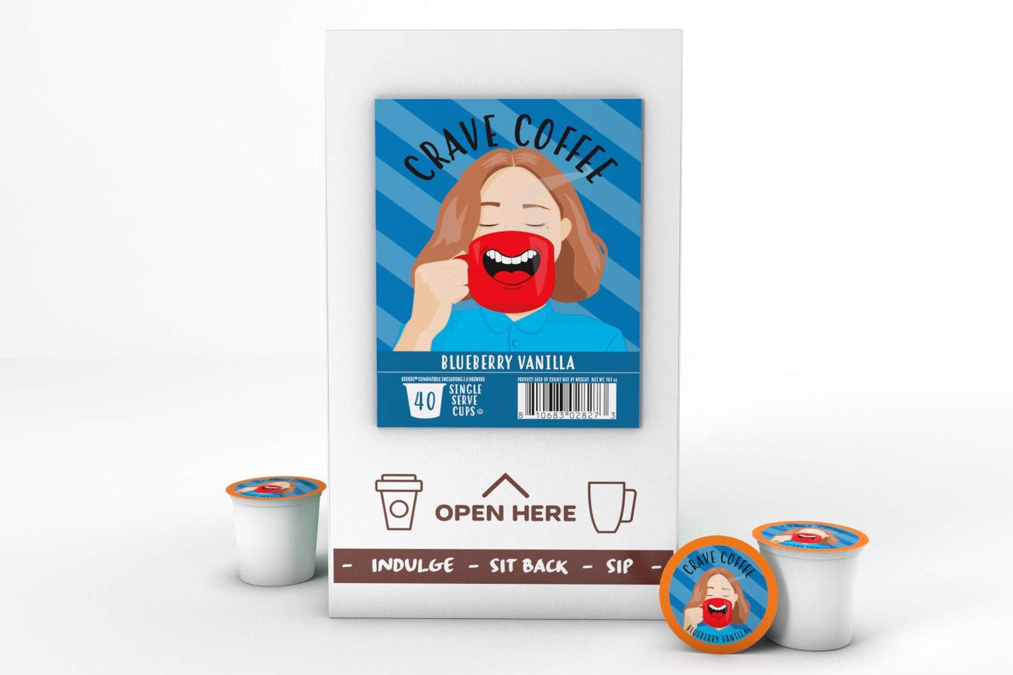 Crave Beverages Flavored Coffee Pods Compatible with 2 K-Cup malt-inspired, 40 Count, Blueberry Vanilla