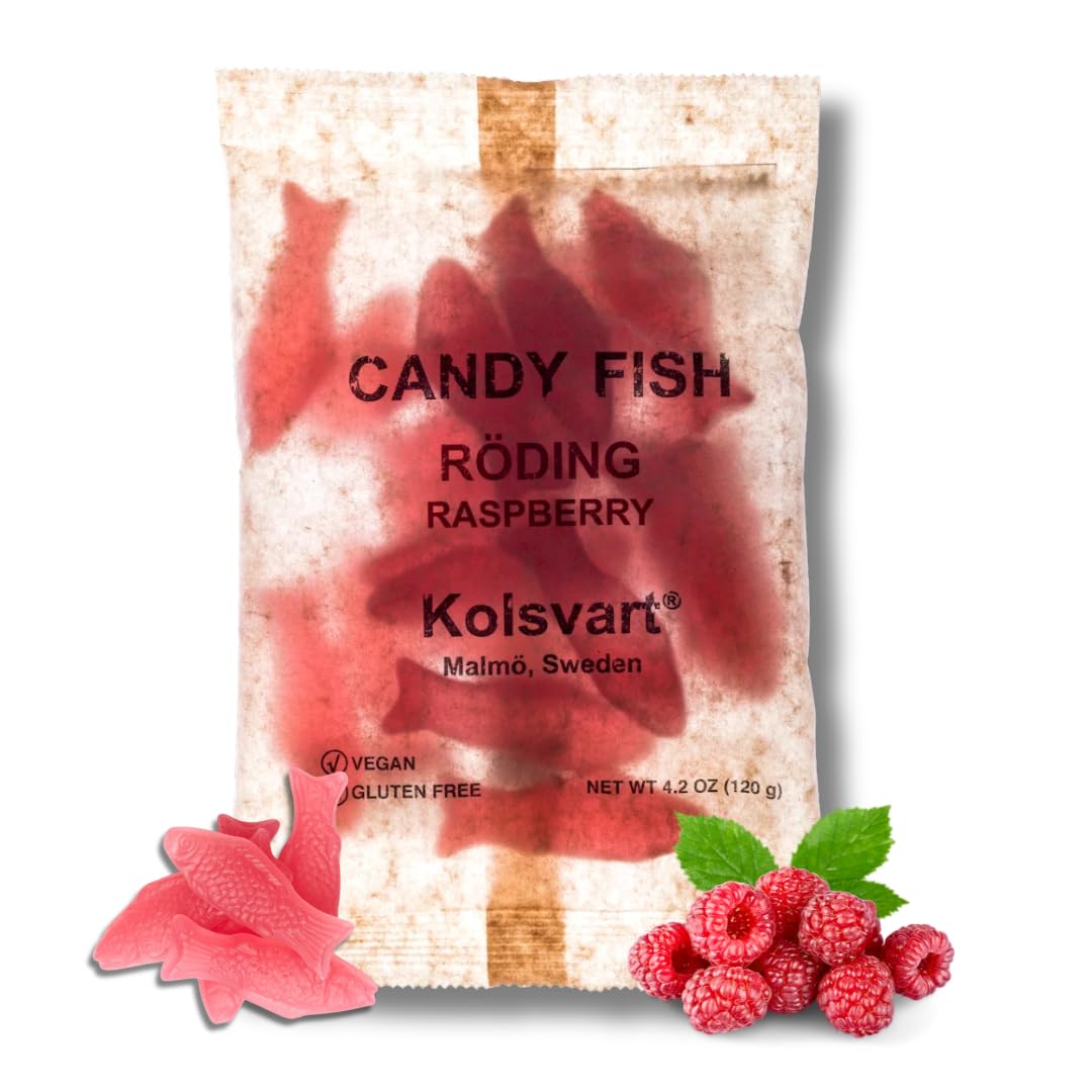 Kolsvart Swedish Candy  Roding Shaped  Classic Scandinavian Gummy  Vegan  Gluten Free  Red Raspberry  4.2Oz (1-Pack)