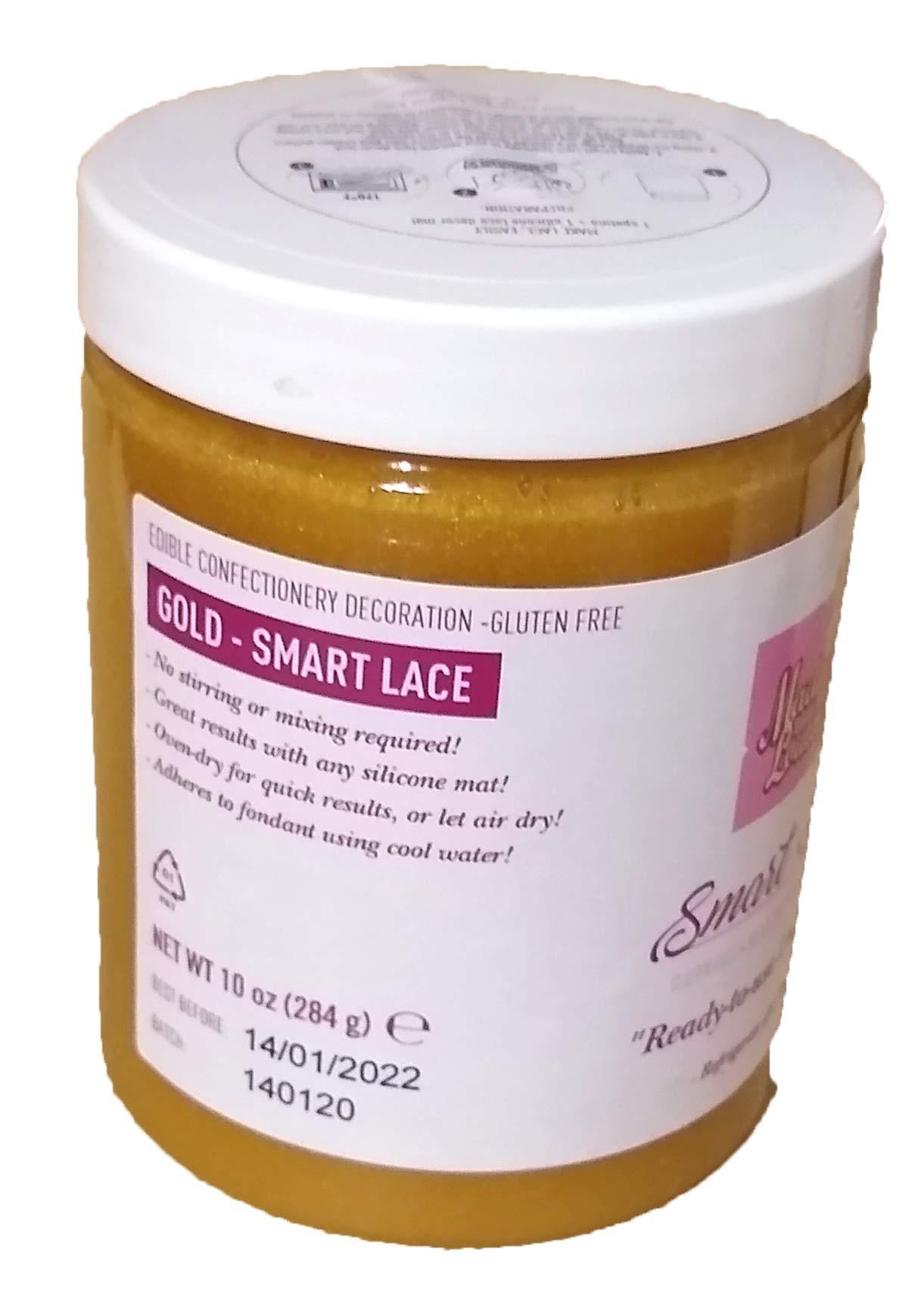Madame Loulou Smart Lace 10Oz Ready-To-Use, Edible Cake Lace - 284G (Gold)