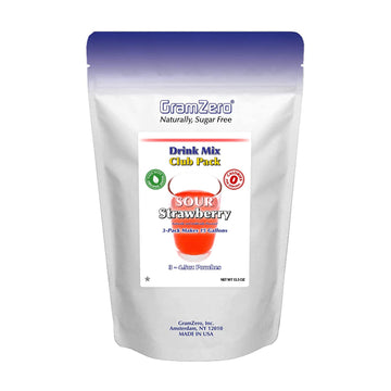 Gramzero Sour Strawberry Zero Calorie Sugar Free Drink Mix, Great For Nutrition Club Loaded Tea, Stevia Sweetened