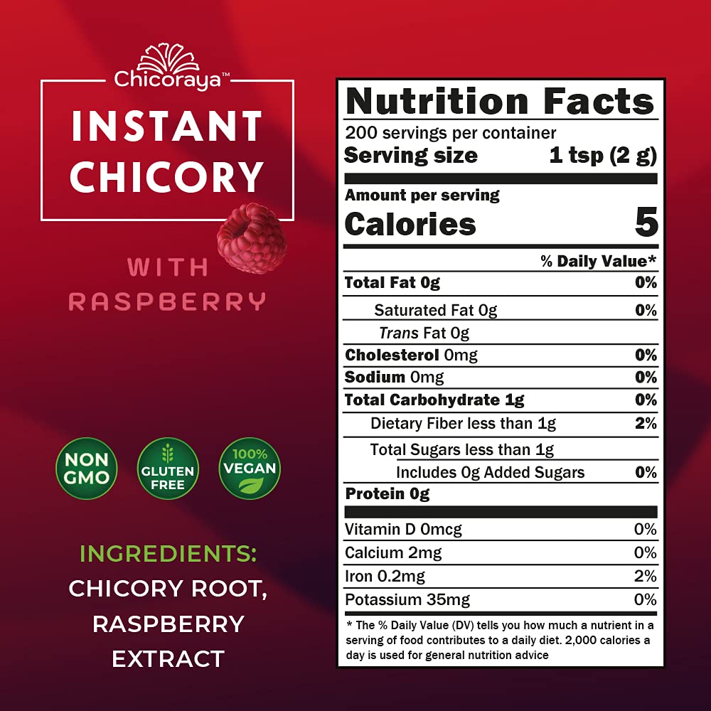 CHICORAYA Instant Chicory Coffee - Caffeine-Free Decaf Beverage Blend - Keto & Vegan - 14.1 oz - No Sugar - Roasted Root Powder