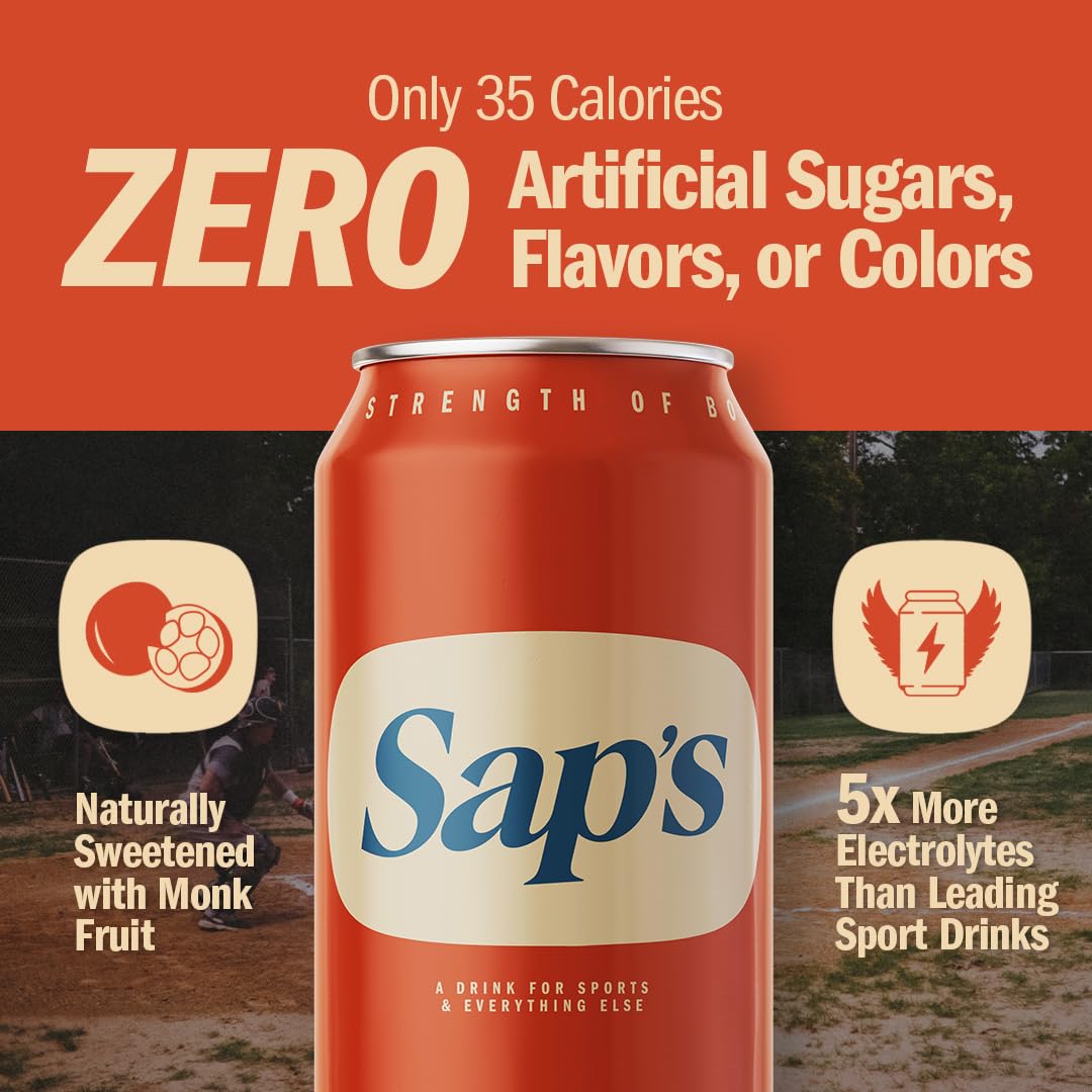 Sap's Rapid Rehydration Sports Drink, Blackberry-Citrus, 12 Cans, 16 fl oz, Electrolytes & Adaptogens, Zero Artificial Colors or Sugars