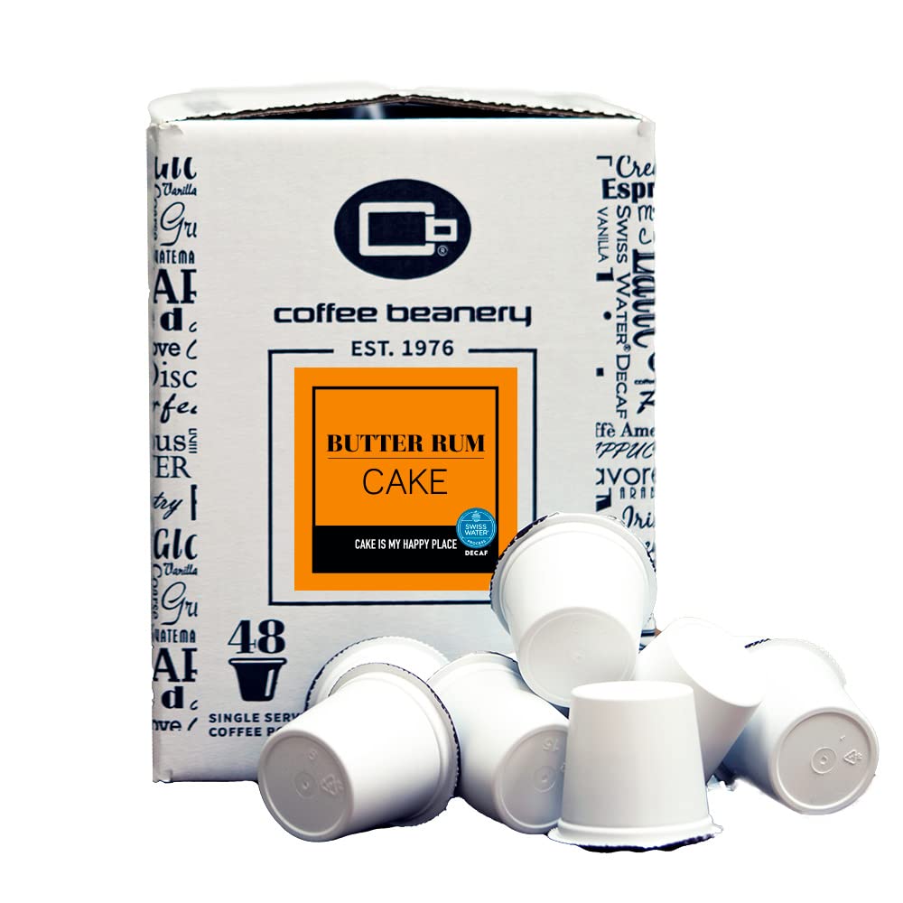 Coffee Beanery Butter Rum Cake Decaf Coffee Pods, 192ct Bulk, Medium Roast, 1 Count