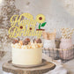 1 Pack Happy Birthday Cake Topper Glitter Sunflower Cake Pick Baby Shower,Sunflower Theme Party Decoration, Kids Boy Girl Birthd