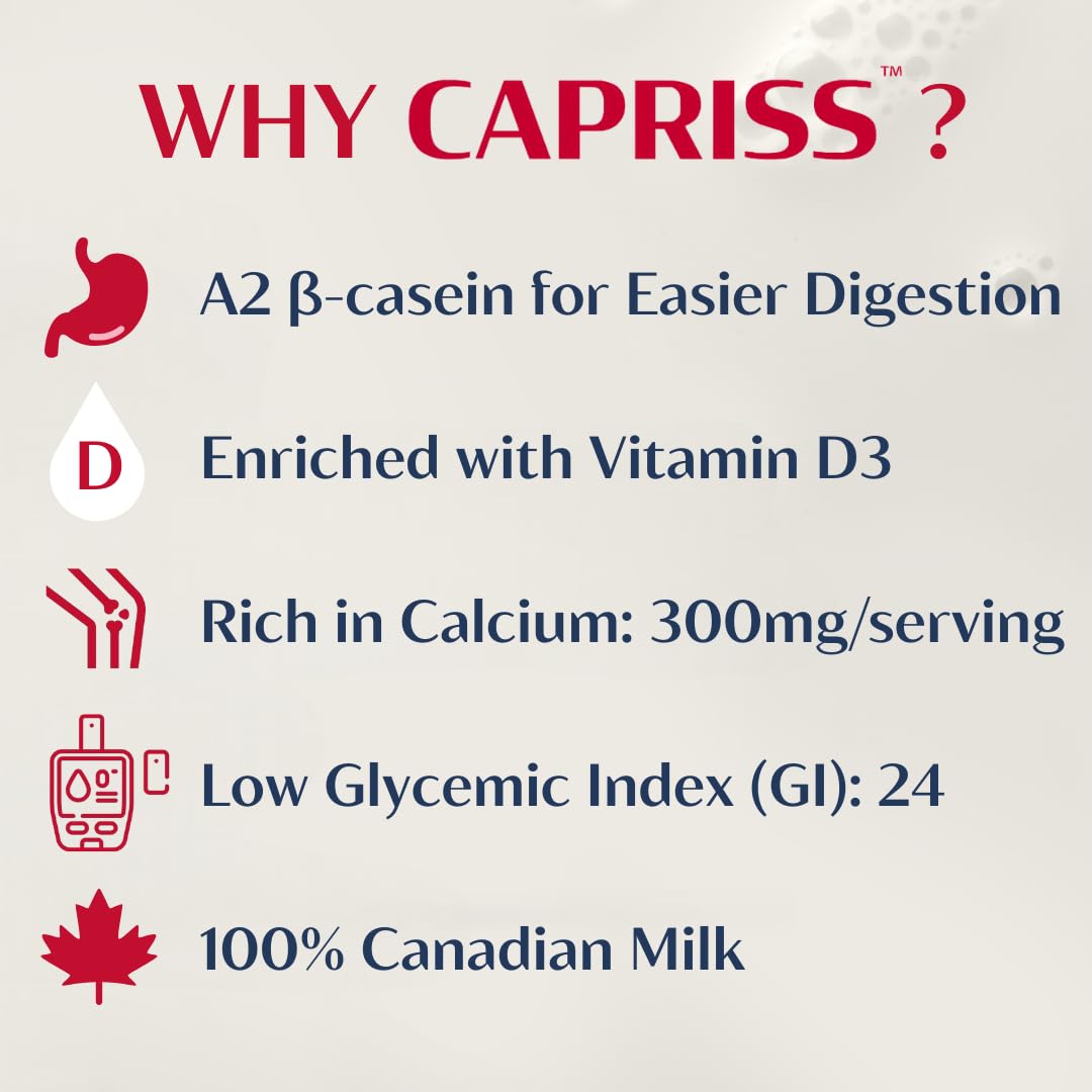 Capriss Whole Goat Milk Powder, 22.5Oz | Canadian Family Farm Sourced, Vitamin D Enriched, High Protein & Calcium, A2 Milk, Easy