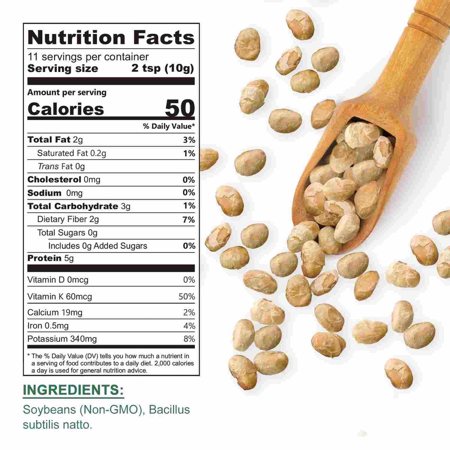 Talcufon Japanese Freeze-Dried Natto Beans, Fresh Natto Fermented Soybean 4 Oz, Non-Gmo, Vegan, Plant Protein Ready To Eat Natto