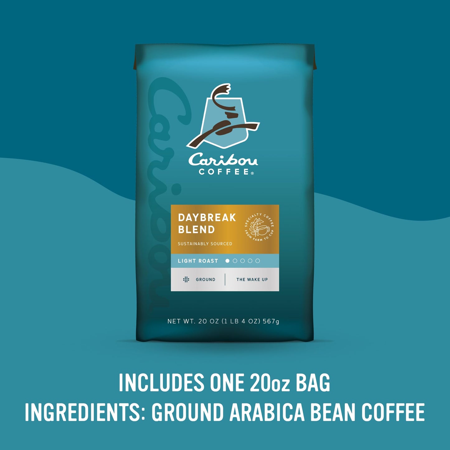 Caribou Coffee, Light Roast Ground Coffee - Daybreak Morning Blend 20 Ounce Bag - Packaging May Vary (Pack of 3)