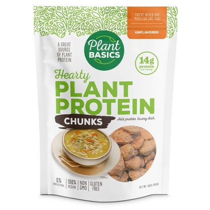 Plant Basics - Hearty Plant Protein - Unflavored Chunks, 1 lb (Pack of 2), Non-GMO, Gluten Free, Low Fat, Low Sodium, Vegan, Mea