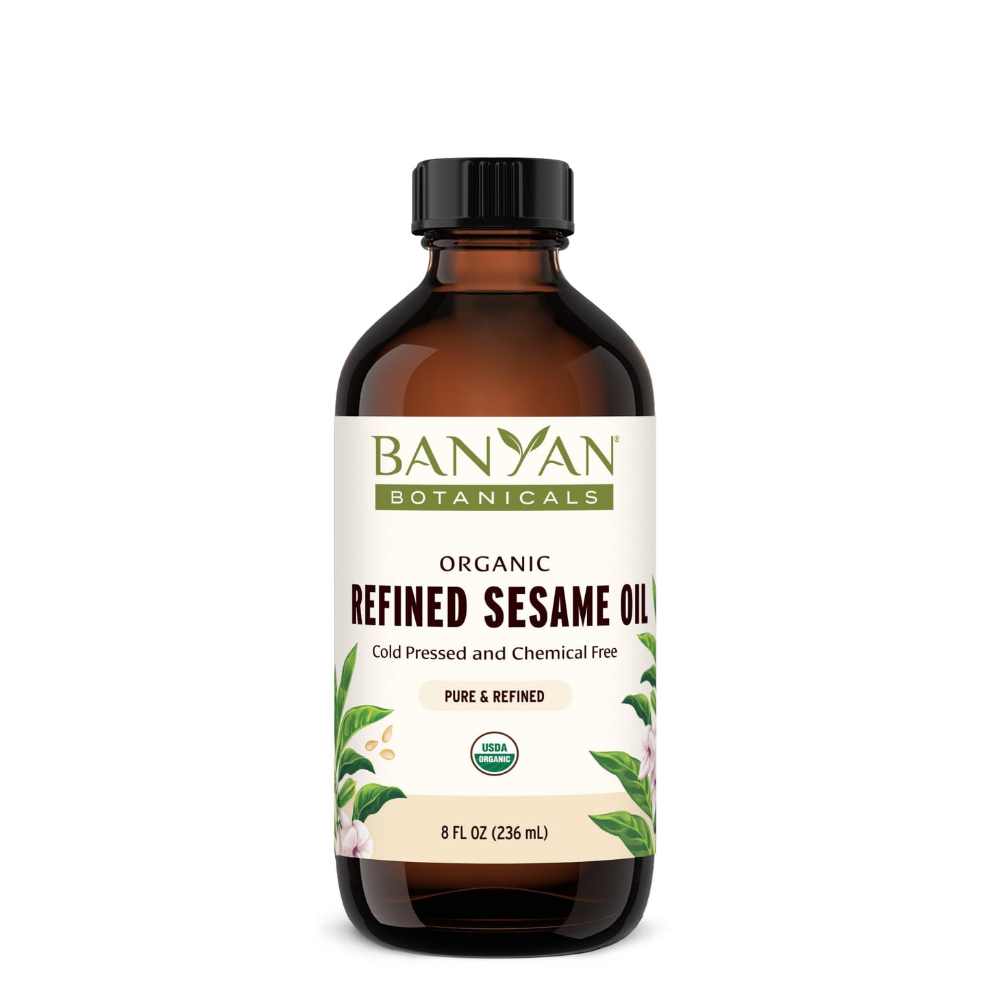 Banyan Botanicals Refined Sesame Oil – Organic, Non-GMO, Vegan – 8 Fl Oz – Natural Color