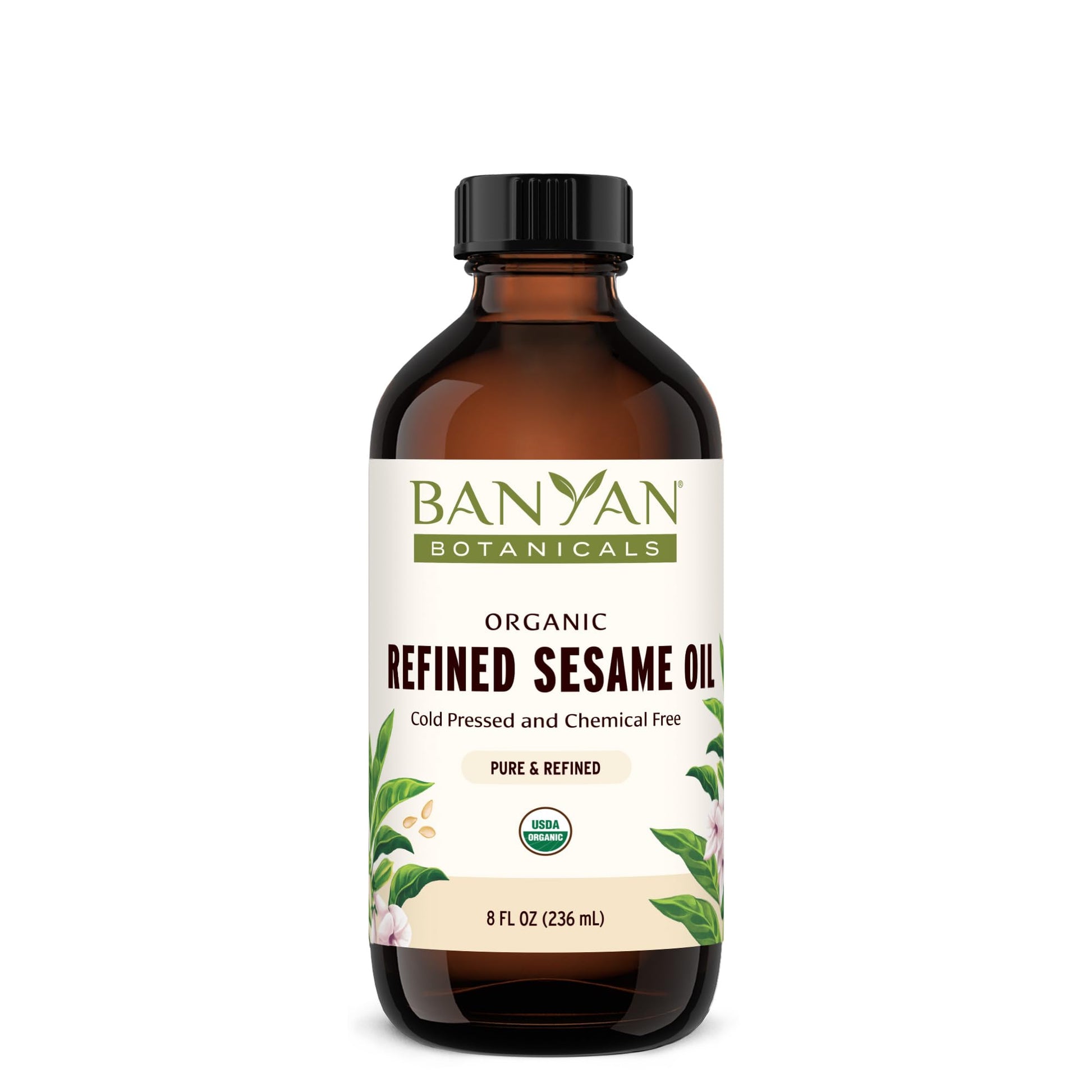 Banyan Botanicals Refined Sesame Oil – Organic, Non-GMO, Vegan – 8 Fl Oz – Natural Color