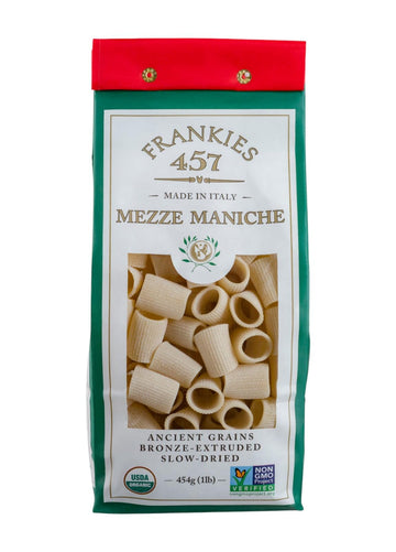 Frankies 457 Artisanal Mezze Maniche Pasta - USDA Organic Certified - Premium Italian Handcrafted Pasta -Imported from Italy 16O