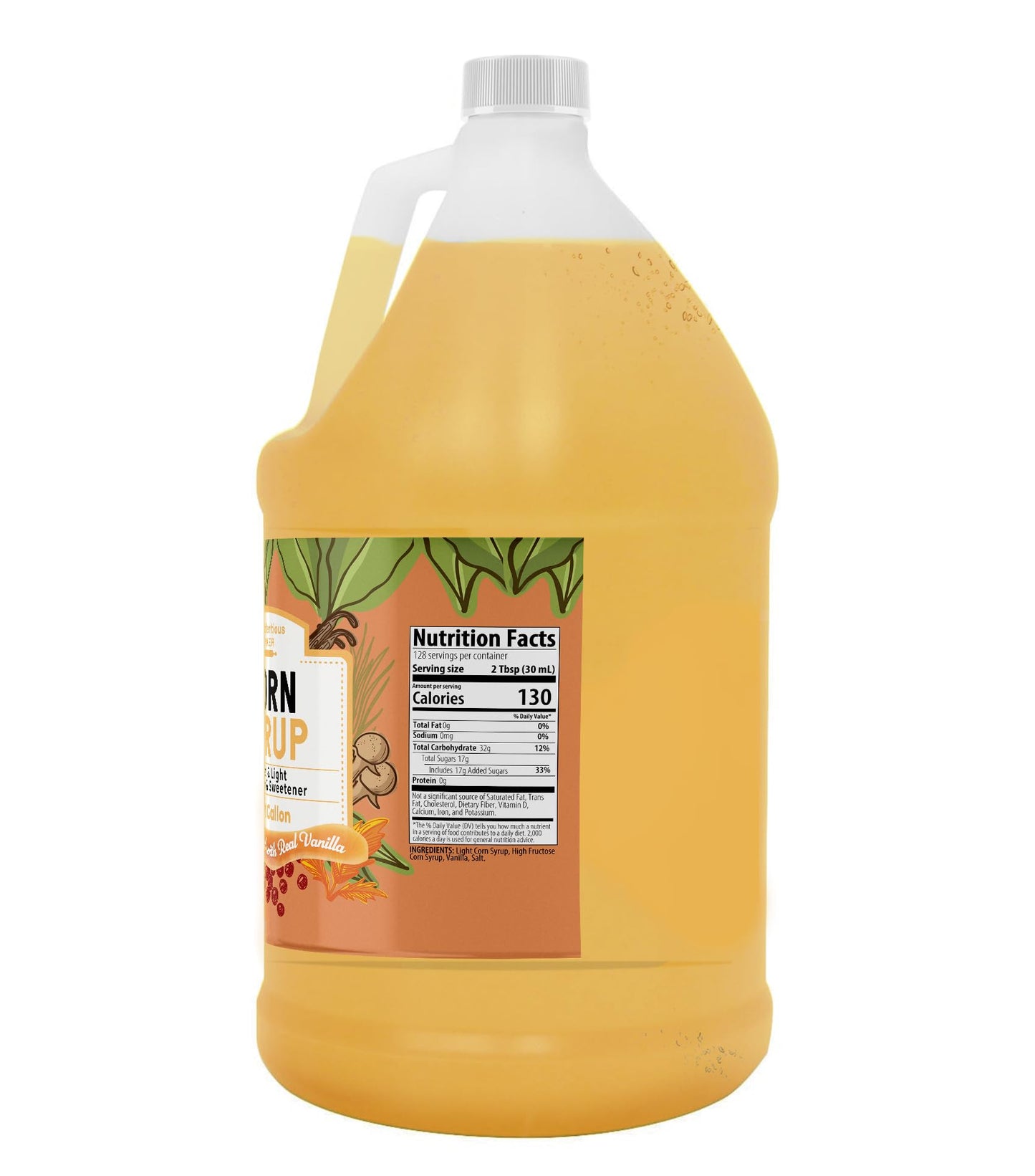 Unpretentious Corn Syrup, 1 Gallon Jug, Light Syrup with Real Vanilla, Gluten Free, Natural, Sugar Substitute, Jug with Twist Of