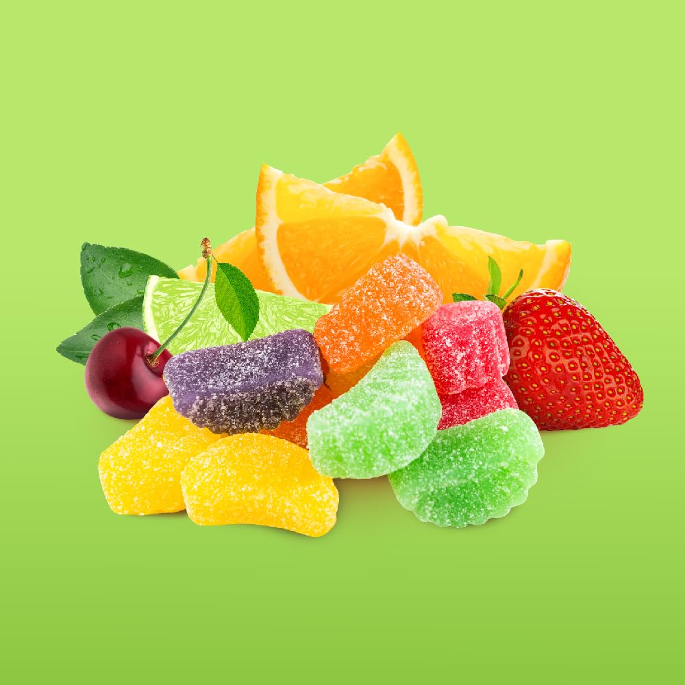 Fruit Slices - 2 Pound Bulk Pack (About 65 Count) - Assorted Jelly Candy - Unwrapped - Sugar-Dusted Old-Fashioned Sweets