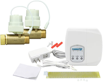 Floodstop Washing Machine Leak Detector Kit With Automatic Water Shut-Off And Visual/Audible Alarms, 3/4'' Straight, Hot & Cold 