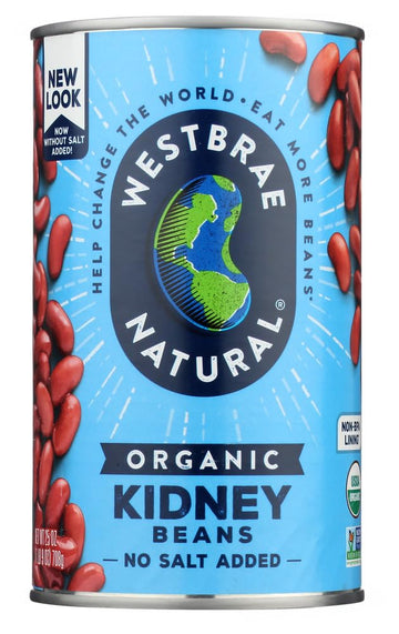 Westbrae Natural Organic Kidney Beans, No Salt Added, 25 Oz (Pack of 12)