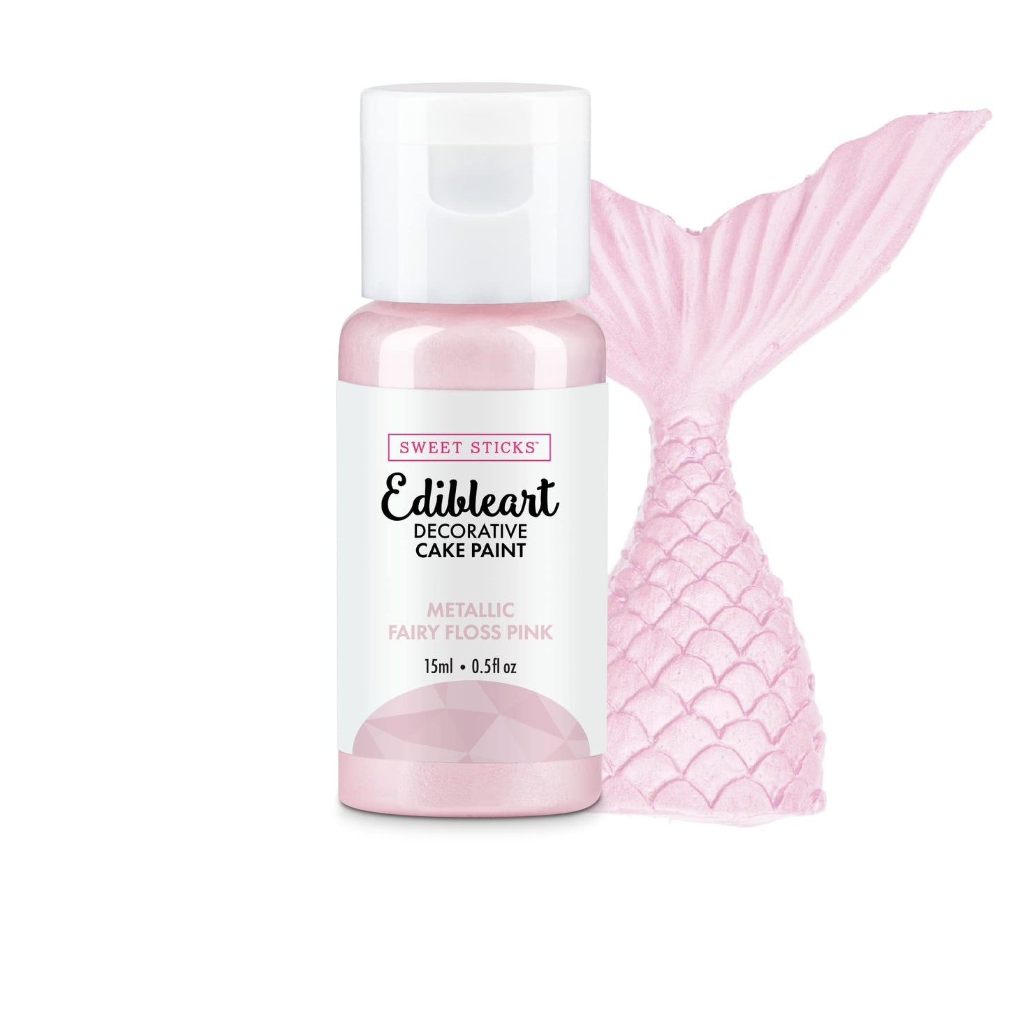 SWEET STICKS Edible Art Cake Paint, Metallic Fairy Floss Pink, 0.5 Fl Oz