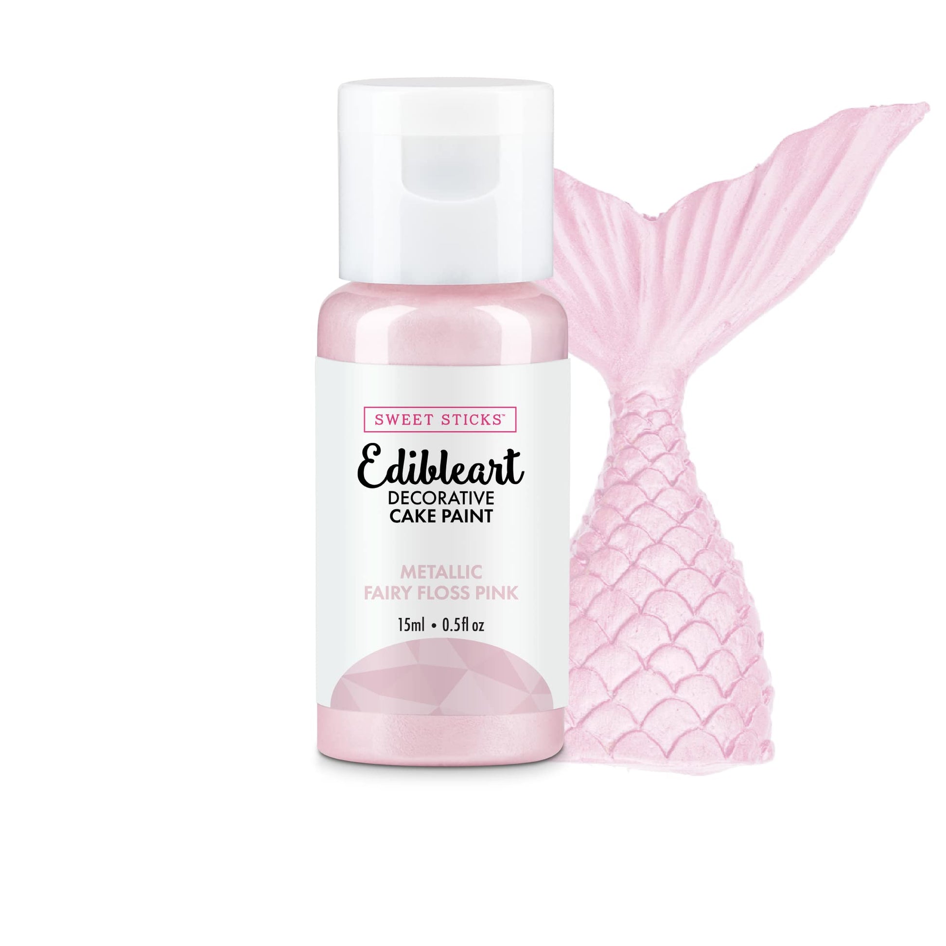 SWEET STICKS Edible Art Cake Paint, Metallic Fairy Floss Pink, 0.5 Fl Oz