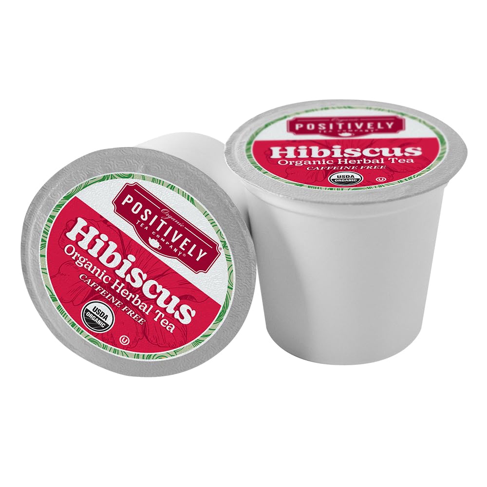 Organic Positively Tea Company  Hibiscus Herbal Tea  K-Cup Compatible  24 Pods