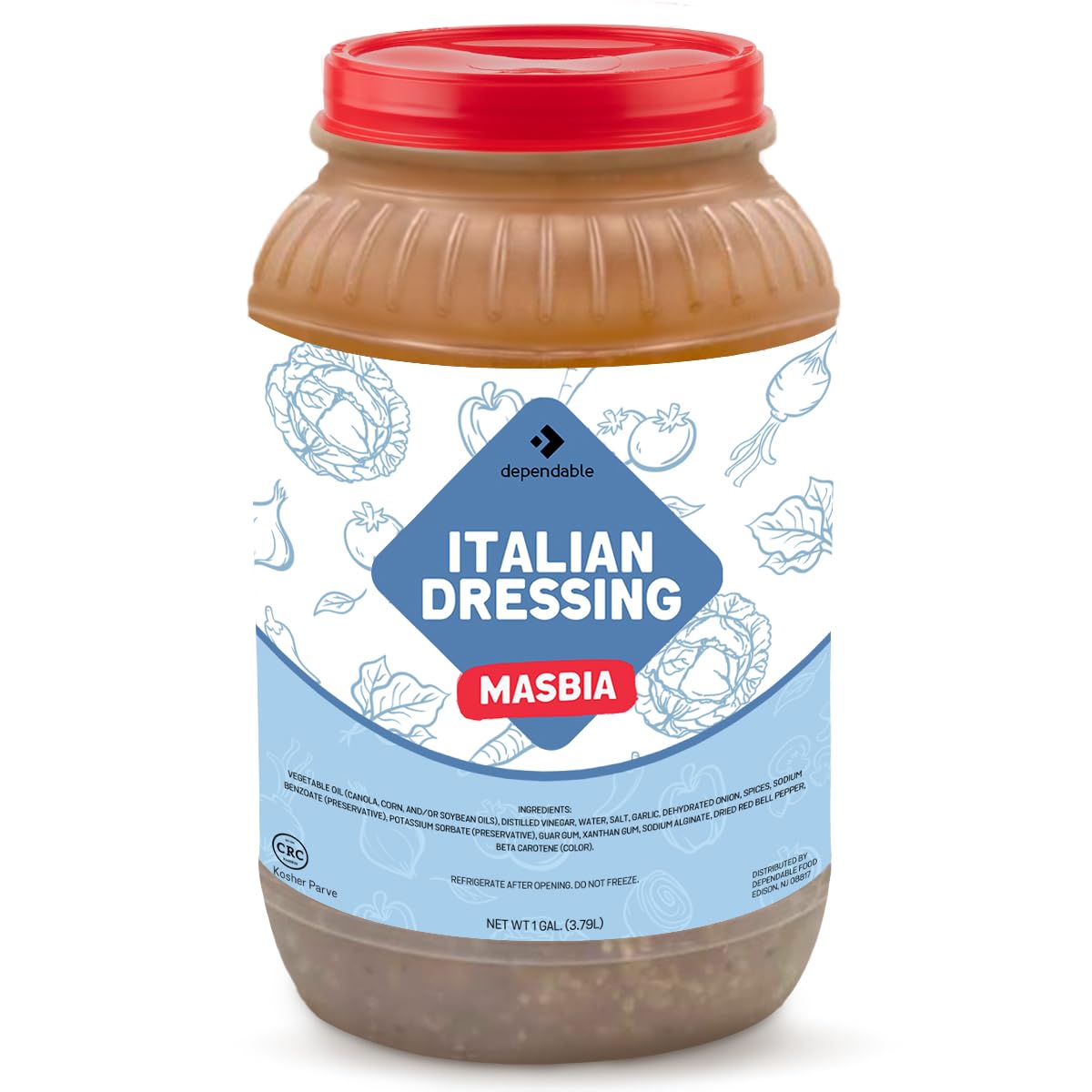 Dependable Food Italian Dressing - 1 Gallon - Versatile Vinaigrette-Style - Bulk Bottle