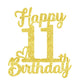 11Th Birthday Cake Topper - Double Sided Gold Glitter, Happy 11Th Birthday Cake Decorations For Girls,11 Cake Topper For Girls,