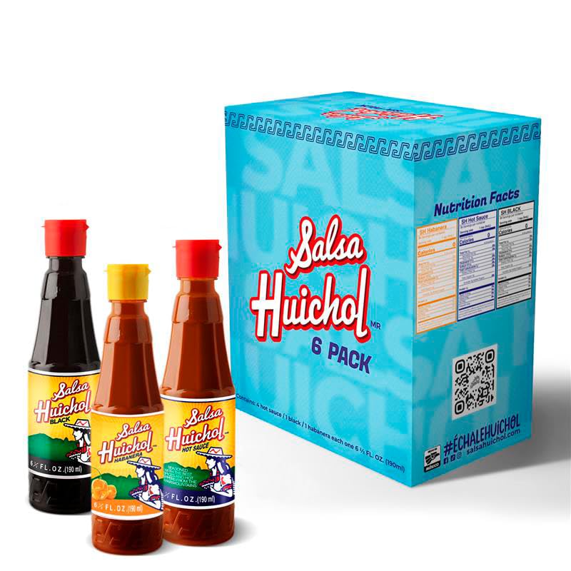 Salsa Huichol Mix Pack - Original, Negra, and Habanera - 6-Pack of 6.42 oz Bottles - Perfect for Tacos, Snacks & Seafood