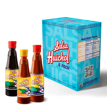Salsa Huichol Mix Pack - Original, Negra, and Habanera - 6-Pack of 6.42 oz Bottles - Perfect for Tacos, Snacks & Seafood