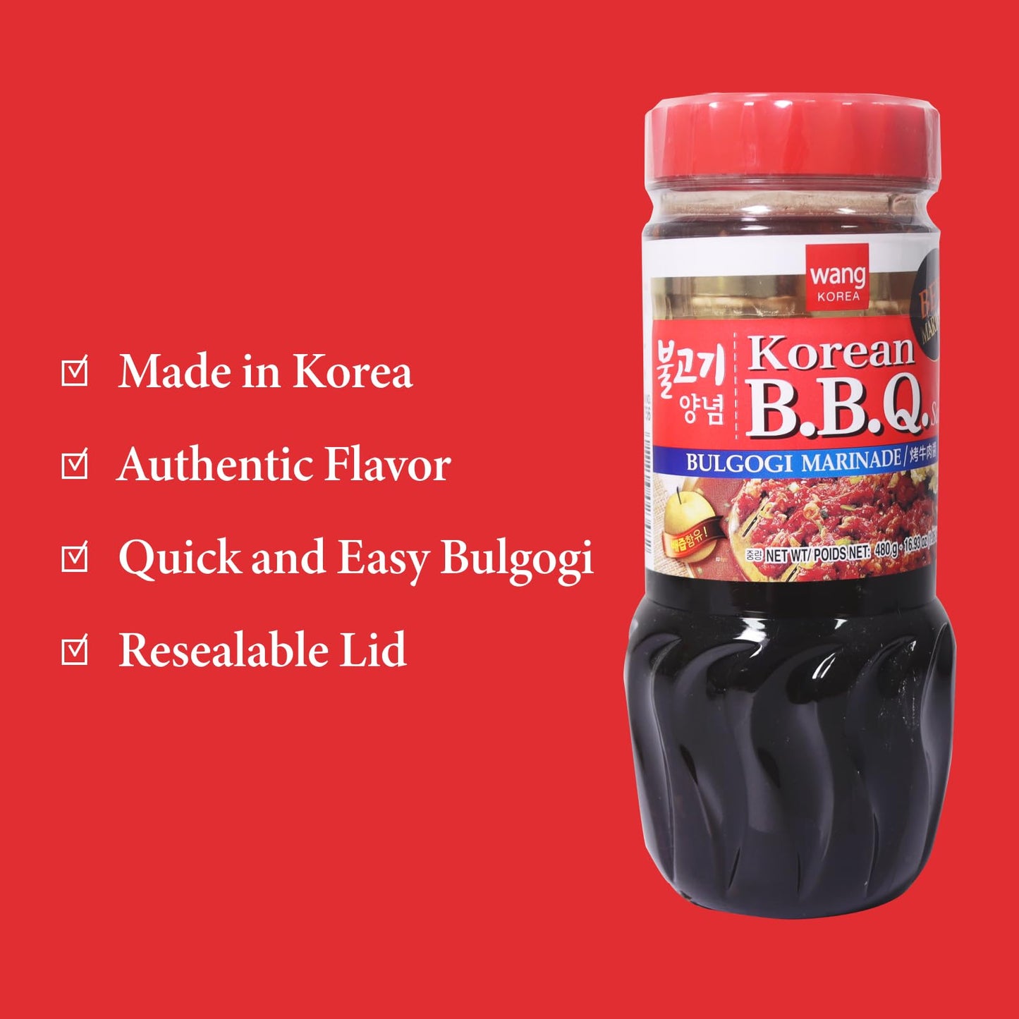 Wang Bulgogi Marinade, Korean BBQ Sauce, 16.93 Ounce, Sweet and Easy to Cook
