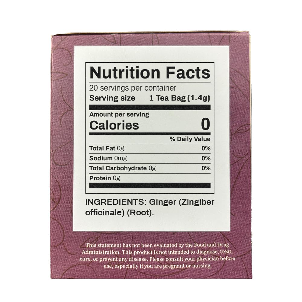 Organic Positively Botanicals Company, Ginger Root Herbal Tea Bags, 20 Count