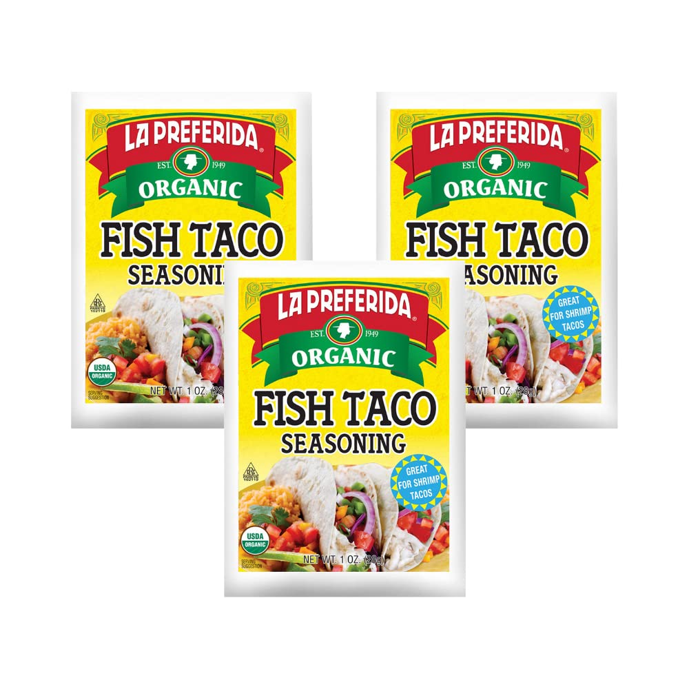 La Preferida Mexican Foods, Organic Fish Taco Seasoning, No MSG or Artificial Preservatives, 1 OZ (Pack of 3)