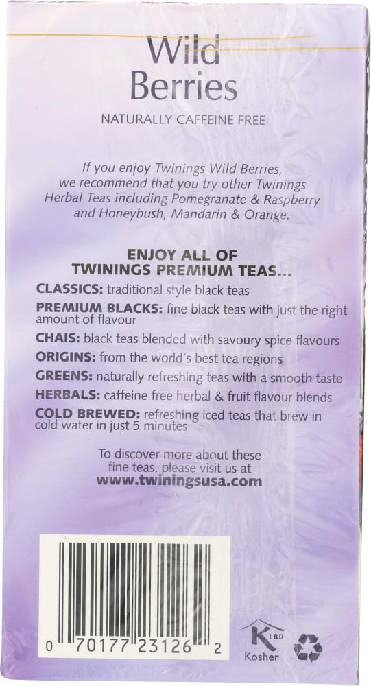Twinings Wild Berries Herbal Tea Bags, 20 Count, Pack of 1