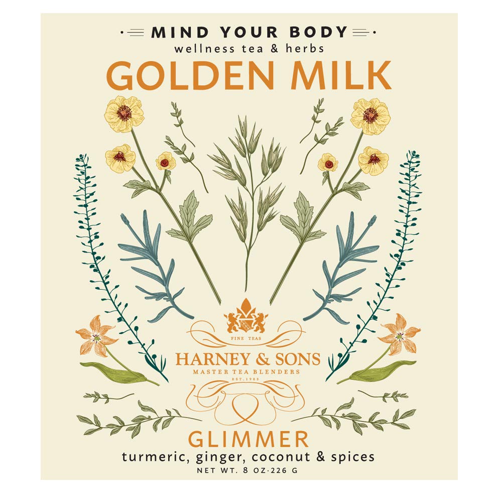 Harney & Sons Golden Milk Powder, Turmeric & Ginger, 8 oz Tin, Coconut & Spices