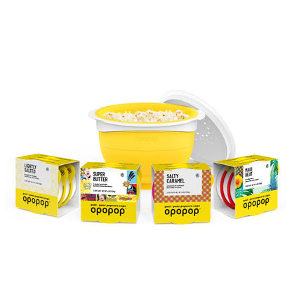 Opopop Microwave Popcorn - Variety 12-Pack Gourmet Popcorn Kit, Collapsible Silicone Popcorn Popper, Popcorn Maker, Gluten Free 