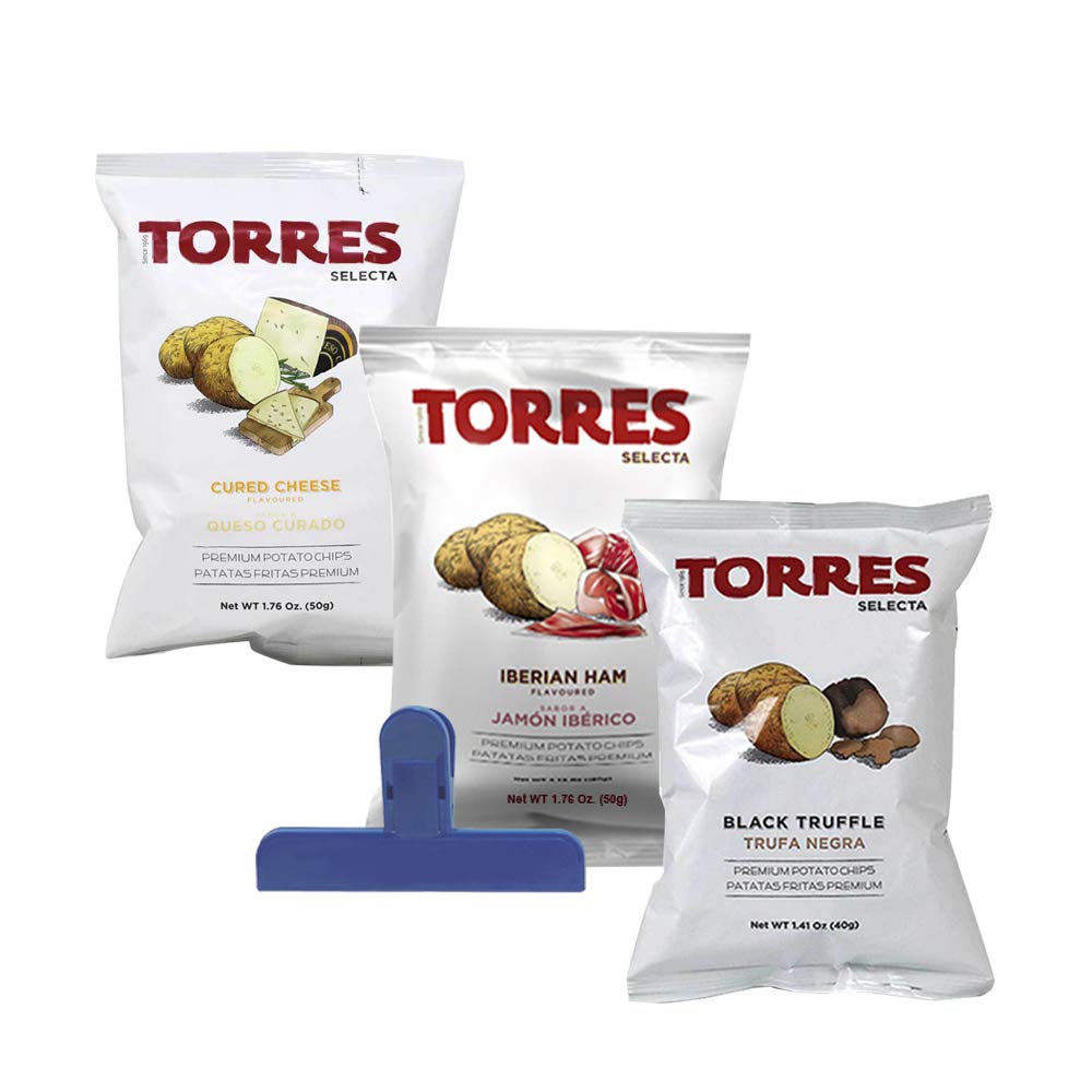 GiftWorld Torres Premium Potato Chips 3 Pack - Manchego, Black Truffle, Iberico Ham - 1.41 oz Each