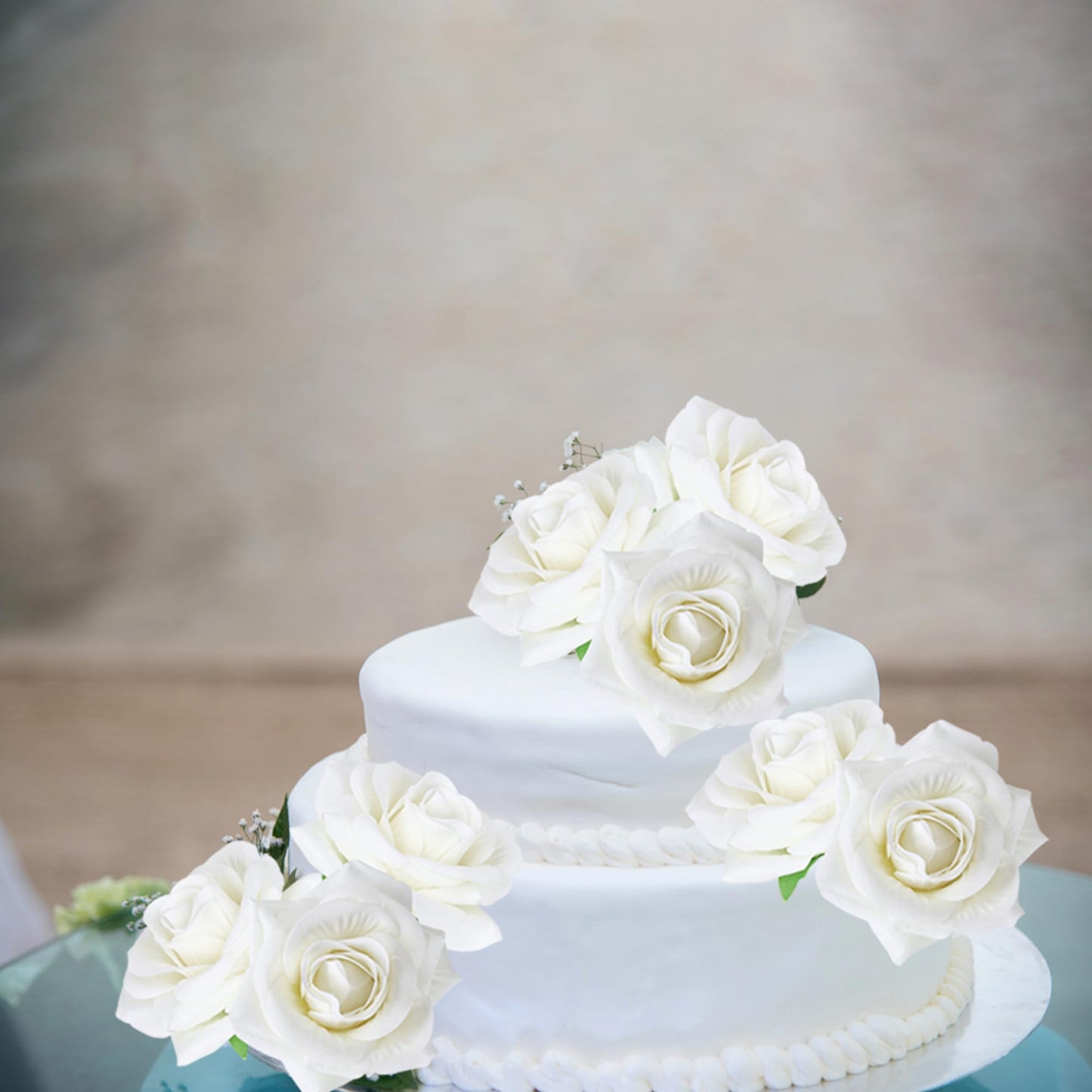 Rssta i Artificial Roses Cake Topper, 9 Pack, Paperboard, 2.6 x 2.6 inches, Design 5 White, Wedding/Birthday Decorations