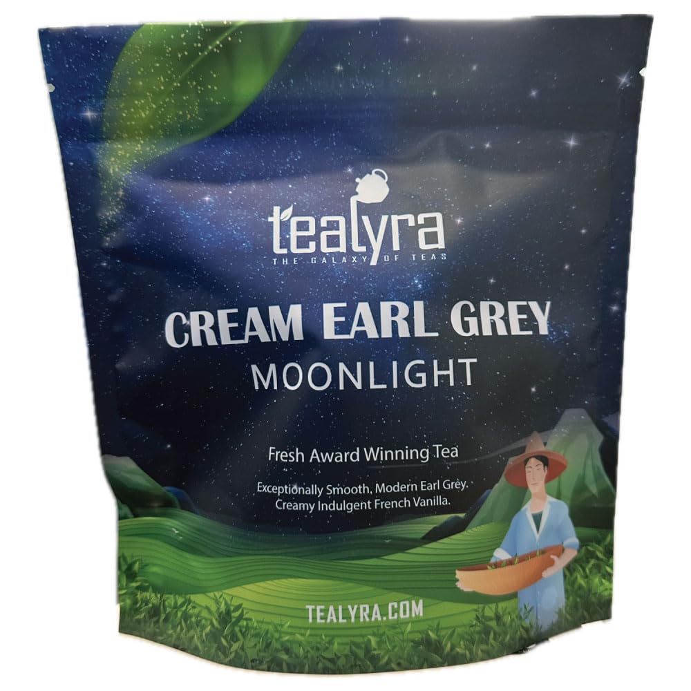 Tealyra Cream Earl Grey Moonlight Loose Leaf Black Tea - Natural, Medium Caffeine, 200g (7-ounce)