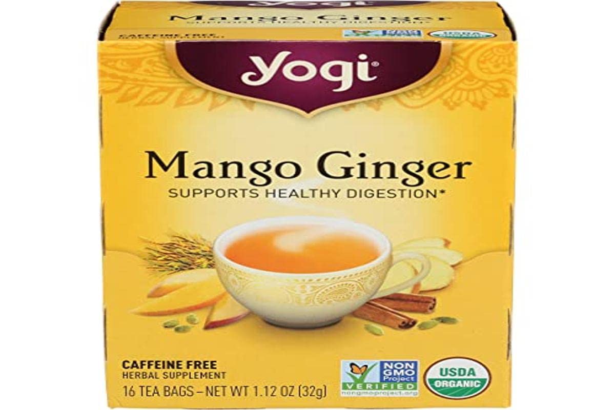 Yogi Tea Mango Ginger - Herbal Tea Bags, 16 Count, Yellow, Model 0076950205826