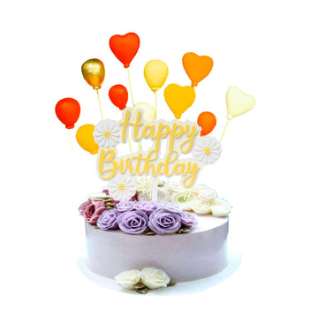 Happy Birthday Cake Topper Acrylic cake Toppers Birthday Party Decorations Cupcake Toppers Decorations (Yellow)