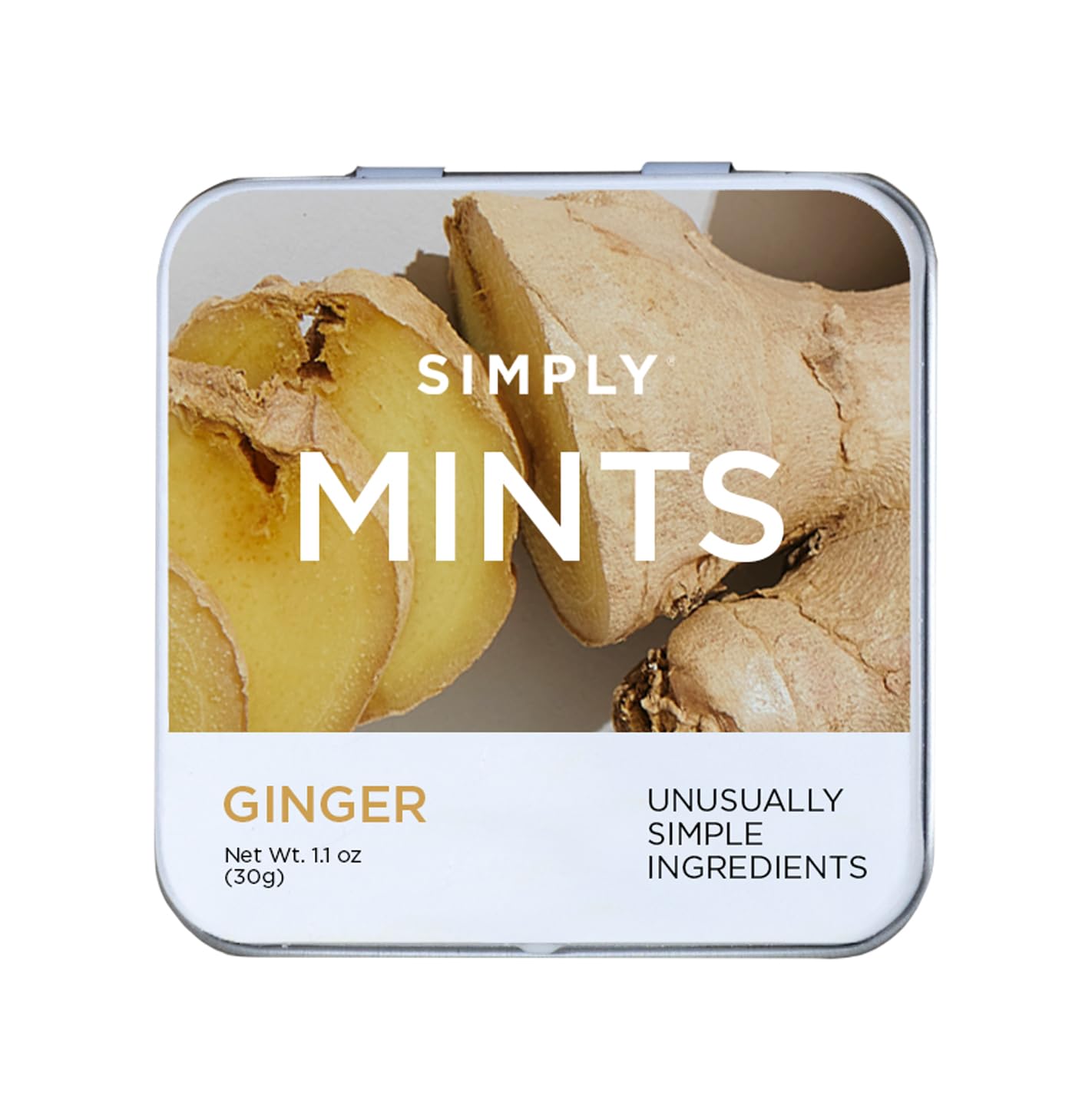 SIMPLY MINTS Natural Ginger Breath Mints, 6 Pack (180 Pieces), Made with Real Ginger Oil | Aspartame-Free, Sorbitol-Free, Xylito