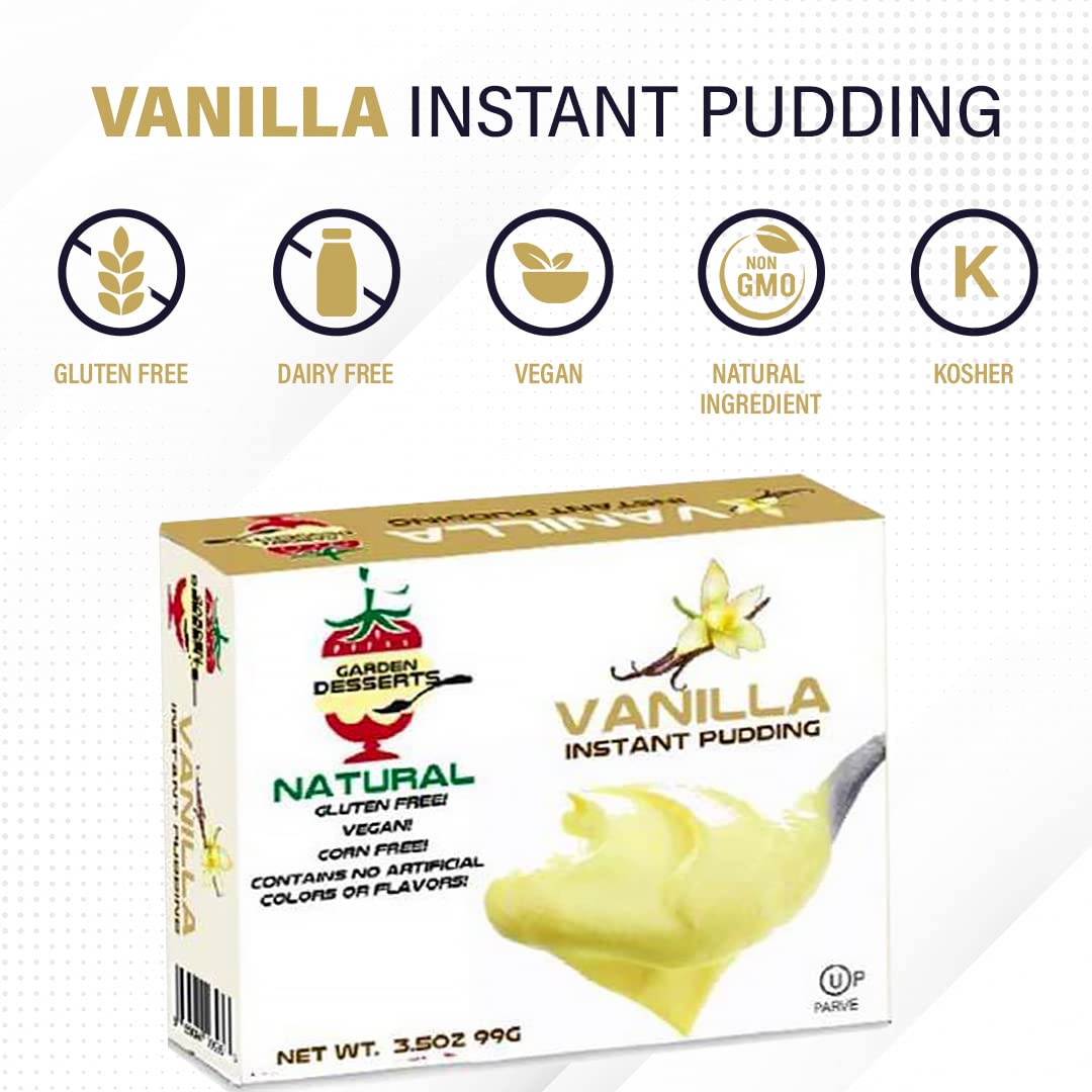 Instant Vanilla Pudding Mix - All Natural Vanilla Pudding Mix By Garden Desserts | Quick Vegan Dessert, Gluten Free, Kosher 4 Oz