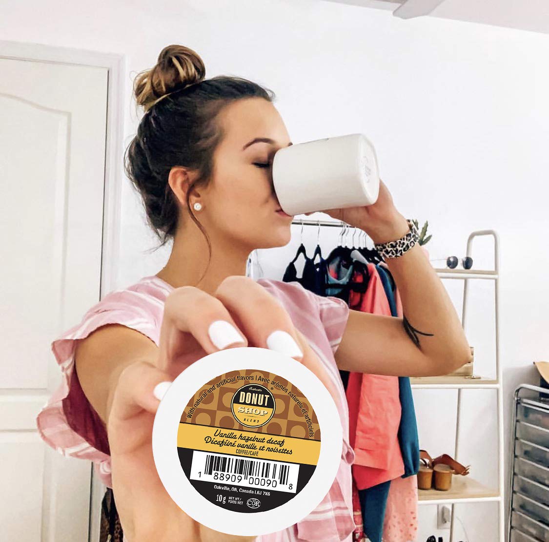 Authentic Donut Shop Decaf Vanilla Hazelnut Single Serve Cups for Keurig, 24 Count, Model SNDO2210