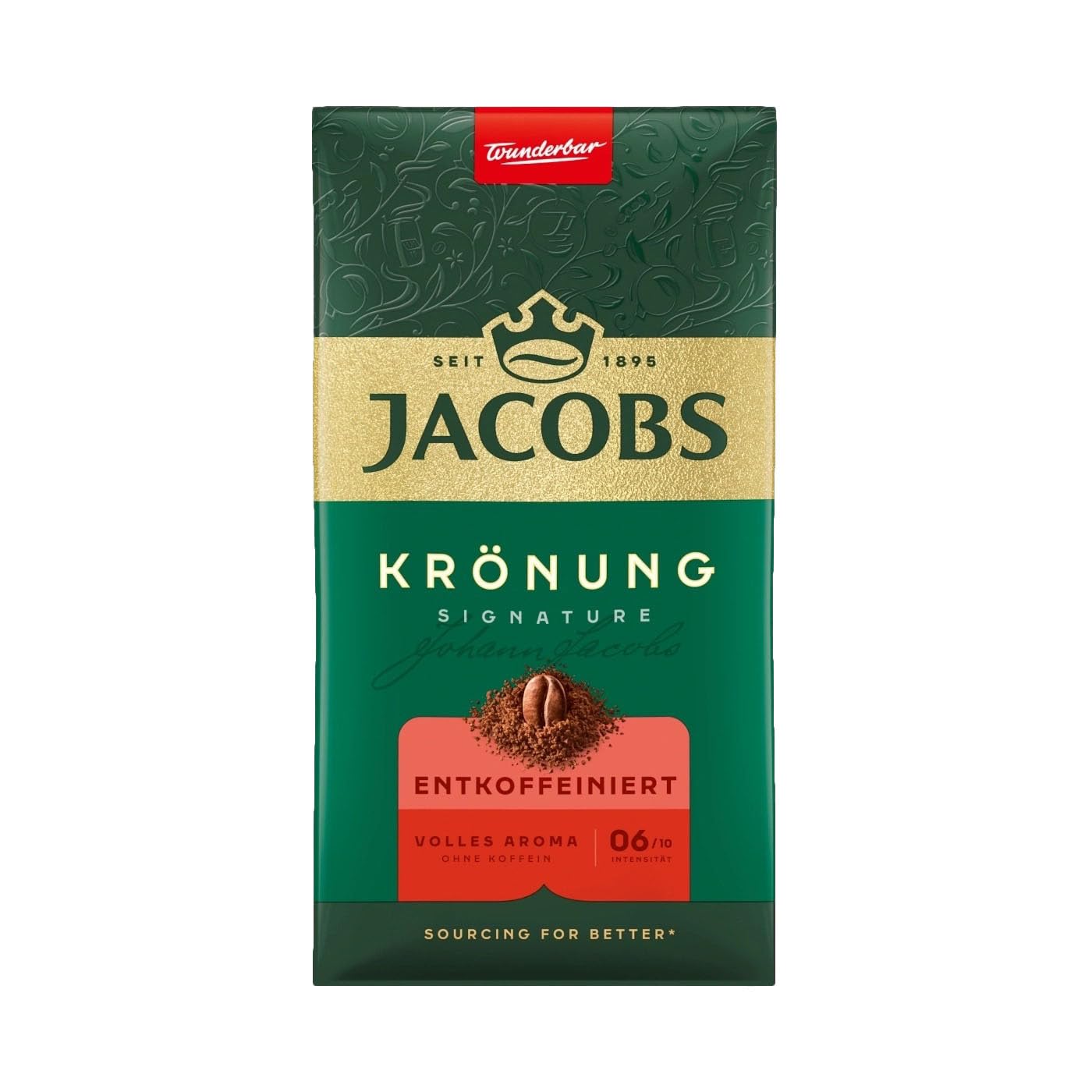 Jacobs Decaf Ground Coffee, 500g (17.6 oz), Pack of 3 - Caffeine-Free Coffee