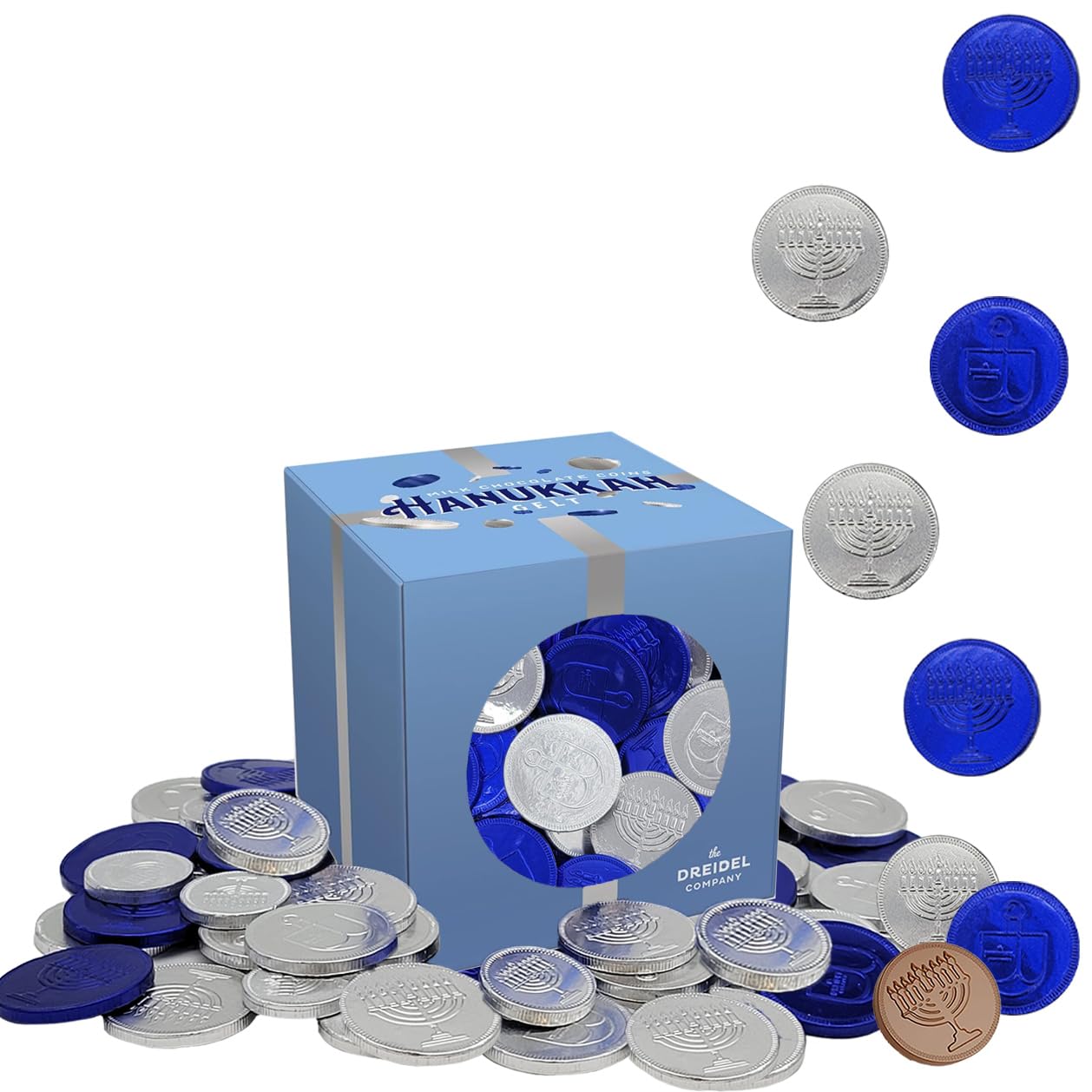 The Dreidel Company Chocolate Coins  Nut-Free  Made With Top-Grade Belgian Milk Chocolate  Kosher Dairy Chanukah Gelt  (Half-Pound)