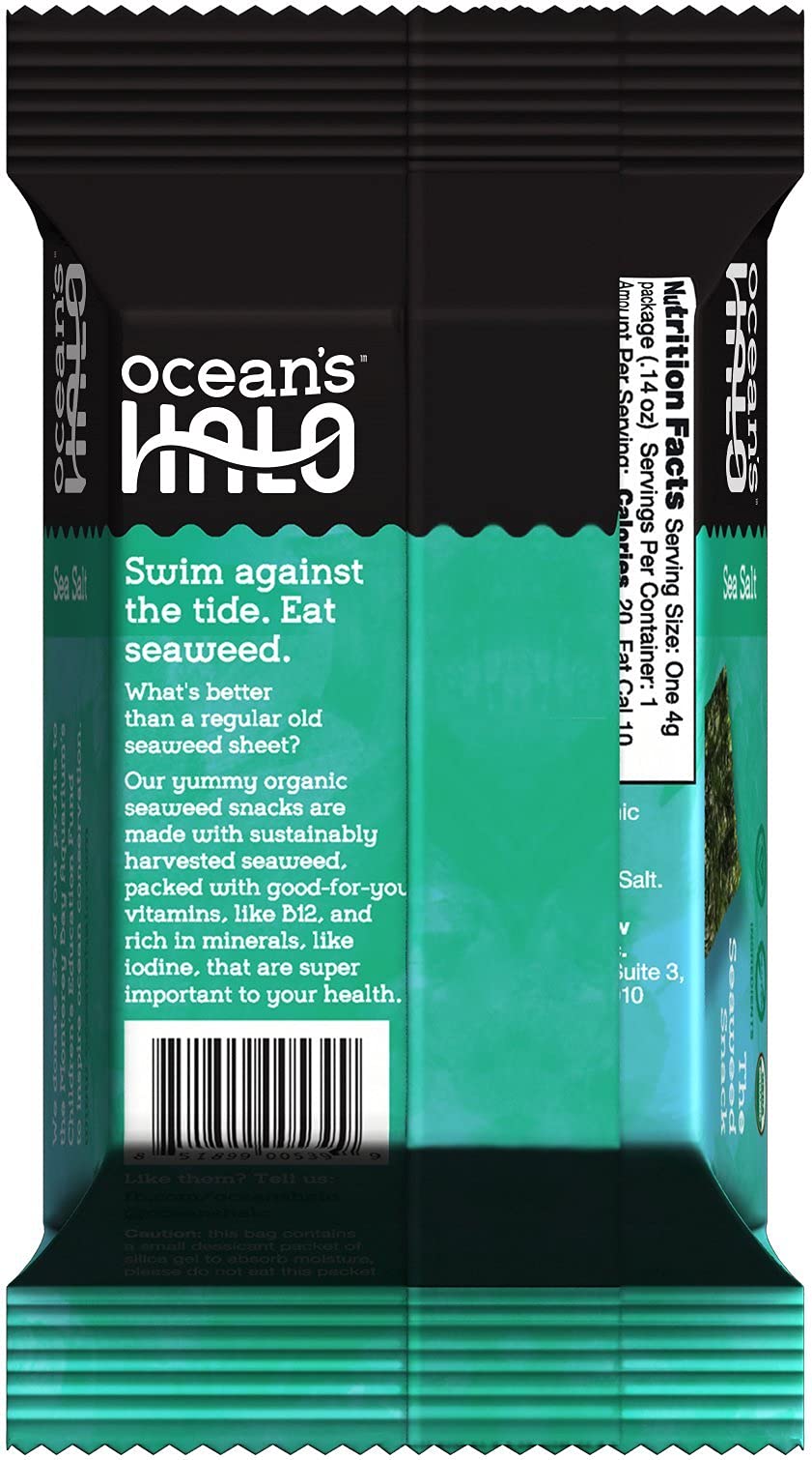 Ocean'S Halo, Snk Pk, Og2, Seaweed, Sslt, Pack Of 12, Size .14 Oz - No Artificial Ingredients Gmo Free 95%+ Organic